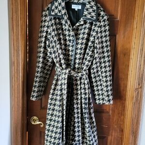 Houndstooth Belted Coat